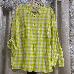 Michael Kors Yellow and White Checkered Shirt